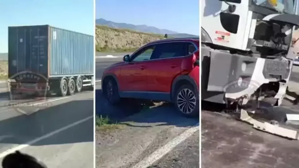 NİĞDE’DE TIR TOGG’A ÇARPTI! TOGG SAPASAĞLAM, TIR PERİŞAN!